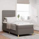 LED Box Spring Bed med madras Gråbrun 100 x 200 cm Stof