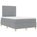 LED Box Spring Bed med madras Lysegrå 120 x 190 cm Stof