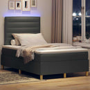 LED Box Spring Bed med madras Mørkegrå 120 x 190 cm Stof