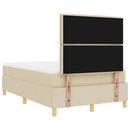 LED Box Spring Bed med madras Creme 120 x 190 cm Stof