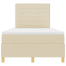 LED Box Spring Bed med madras Creme 120 x 190 cm Stof