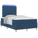 LED Box Spring Bed med madras Blå 120 x 190 cm Stof