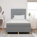 LED Box Spring Bed med madras Lysegrå 120 x 200 cm Stof