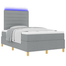 LED Box Spring Bed med madras Lysegrå 120 x 200 cm Stof