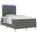 LED Box Spring Bed med madras Mørkegrå 120 x 200 cm Stof