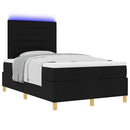 LED Box Spring Bed med madras Sort 120 x 200 cm Stof