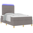 LED Box Spring Bed med madras Gråbrun 120 x 200 cm Stof