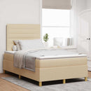 LED Box Spring Bed med madras Creme 120 x 200 cm Stof