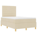 LED Box Spring Bed med madras Creme 120 x 200 cm Stof