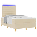 LED Box Spring Bed med madras Creme 120 x 200 cm Stof