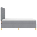 LED Box Spring Bed med madras Lysegrå 140 x 190 cm Stof
