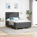LED Box Spring Bed med madras Mørkegrå 140 x 190 cm Stof
