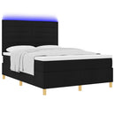 LED Box Spring Bed med madras Sort 140 x 190 cm Stof