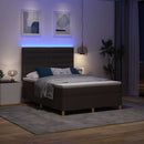LED Box Spring Bed med hovedgærde Mørk Brun 140 x 190 cm Stof
