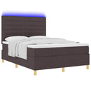 LED Box Spring Bed med hovedgærde Mørk Brun 140 x 190 cm Stof