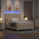 LED Box Spring Bed med madras Creme 140 x 190 cm Stof