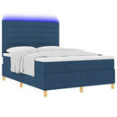 LED Box Spring Bed med madras Blå 140 x 190 cm Stof