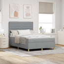 LED Box Spring Bed med madras Lysegrå 140 x 200 cm Stof