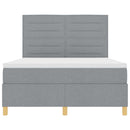LED Box Spring Bed med madras Lysegrå 140 x 200 cm Stof