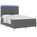 LED Box Spring Bed med madras Mørkegrå 140 x 200 cm Stof
