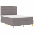 LED Box Spring Bed med madras Gråbrun 140 x 200 cm Stof