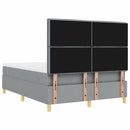 LED Box Spring Bed med madras Lysegrå 160 x 200 cm Stof