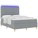 LED Box Spring Bed med madras Lysegrå 160 x 200 cm Stof