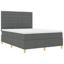 LED Box Spring Bed med madras Mørkegrå 160 x 200 cm Stof