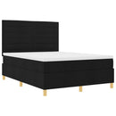 LED Box Spring Bed med madras Sort 160 x 200 cm Stof