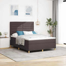 LED Box Spring Bed med madras Mørk Brun 160 x 200 cm Stof