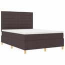 LED Box Spring Bed med madras Mørk Brun 160 x 200 cm Stof