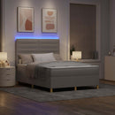 LED Box Spring Bed med hovedgærde Gråbrun 160 x 200 cm Stof