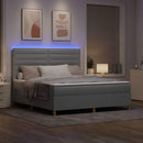 LED Box Spring Bed med hovedgærde Lysegrå 180 x 200 cm Stof