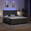 LED Box Spring Bed med madras Mørkegrå 180 x 200 cm Stof