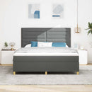 LED Box Spring Bed med madras Mørkegrå 180 x 200 cm Stof