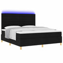 LED Box Spring Bed med madras Sort 180 x 200 cm Stof