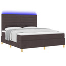 LED Box Spring Bed med hovedgærde Mørk Brun 180 x 200 cm Stof