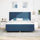 LED Box Spring Bed med madras Blå 180 x 200 cm Stof