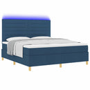 LED Box Spring Bed med madras Blå 180 x 200 cm Stof