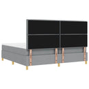 LED Box Spring Bed med madras Lysegrå 200 x 200 cm Stof