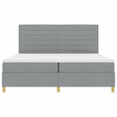 LED Box Spring Bed med madras Lysegrå 200 x 200 cm Stof