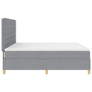 LED Box Spring Bed med madras Lysegrå 200 x 200 cm Stof