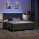 LED Box Spring Bed med madras Mørkegrå 200 x 200 cm Stof