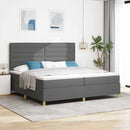 LED Box Spring Bed med madras Mørkegrå 200 x 200 cm Stof