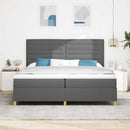 LED Box Spring Bed med madras Mørkegrå 200 x 200 cm Stof