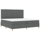 LED Box Spring Bed med madras Mørkegrå 200 x 200 cm Stof
