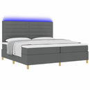 LED Box Spring Bed med madras Mørkegrå 200 x 200 cm Stof