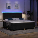 LED Box Spring Bed med madras Sort 200 x 200 cm Stof