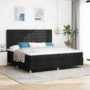 LED Box Spring Bed med madras Sort 200 x 200 cm Stof
