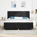 LED Box Spring Bed med madras Sort 200 x 200 cm Stof